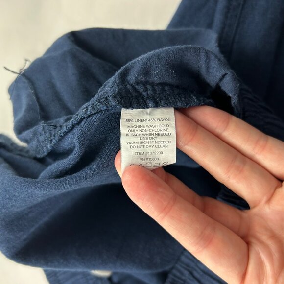 Briggs New York Washed Navy Linen Blend Wide Leg Lounge Pant L - Picture 5 of 7